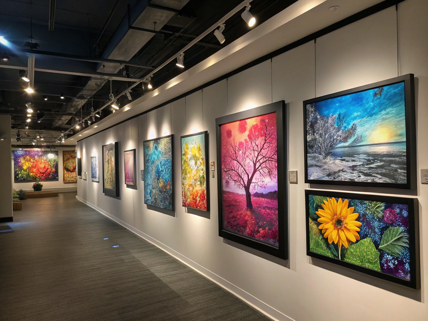 A curated gallery wall showcasing diverse creator portfolios